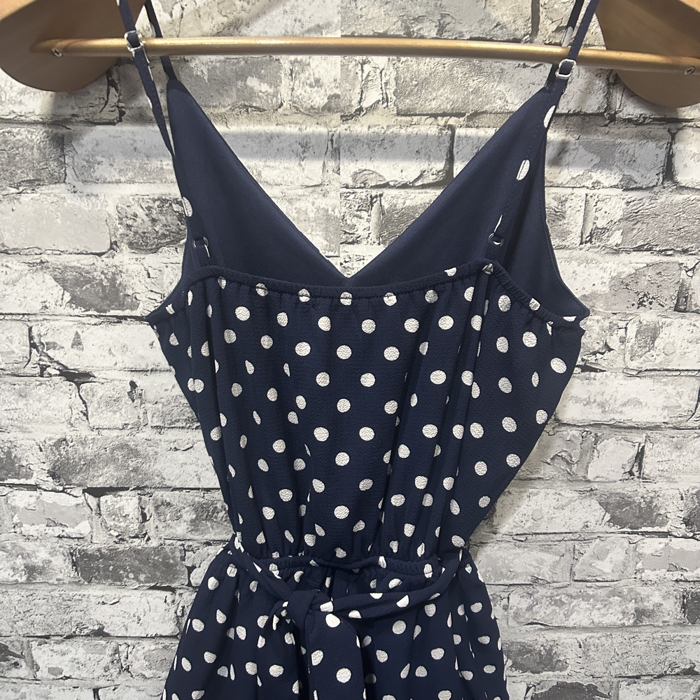 EUC One Clothing Los Angeles Navy Polka Dot Jumpsuit Size XS - Picture 8 of 14